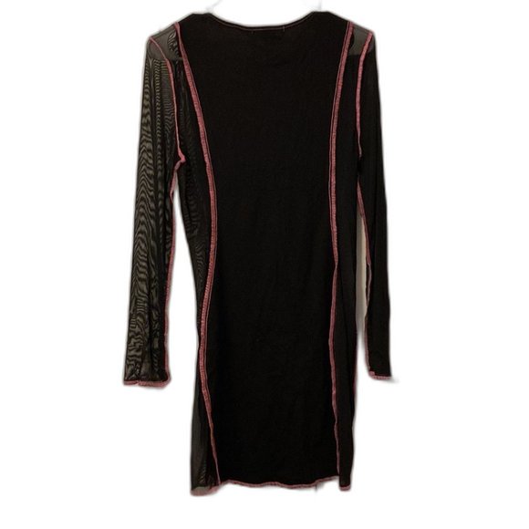 L'VOW Sheer Mesh Patchwork Bodycon Dress Black / Pink Women Size Large NWOT - Picture 2 of 7